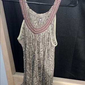 The Clothing Company Brown & Nude Sheer Blouse with Maroon embroidery